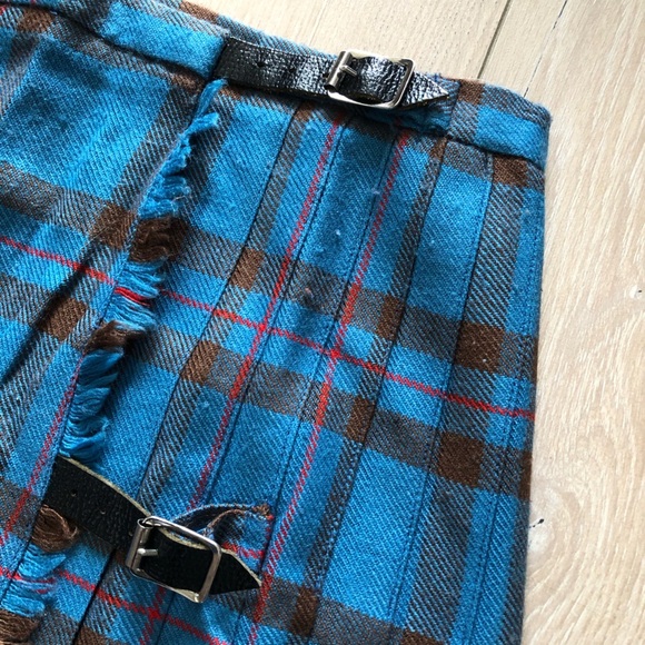 Vintage Original Scottish Tweed by Moffat Weavers Tartan Wrap Kilt in Blue - Picture 6 of 9